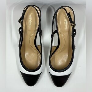 Talbots Black and White Slingback Heels